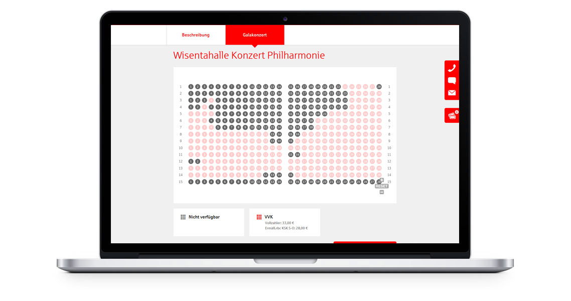 Saalplan zur Sitzplatzwahl